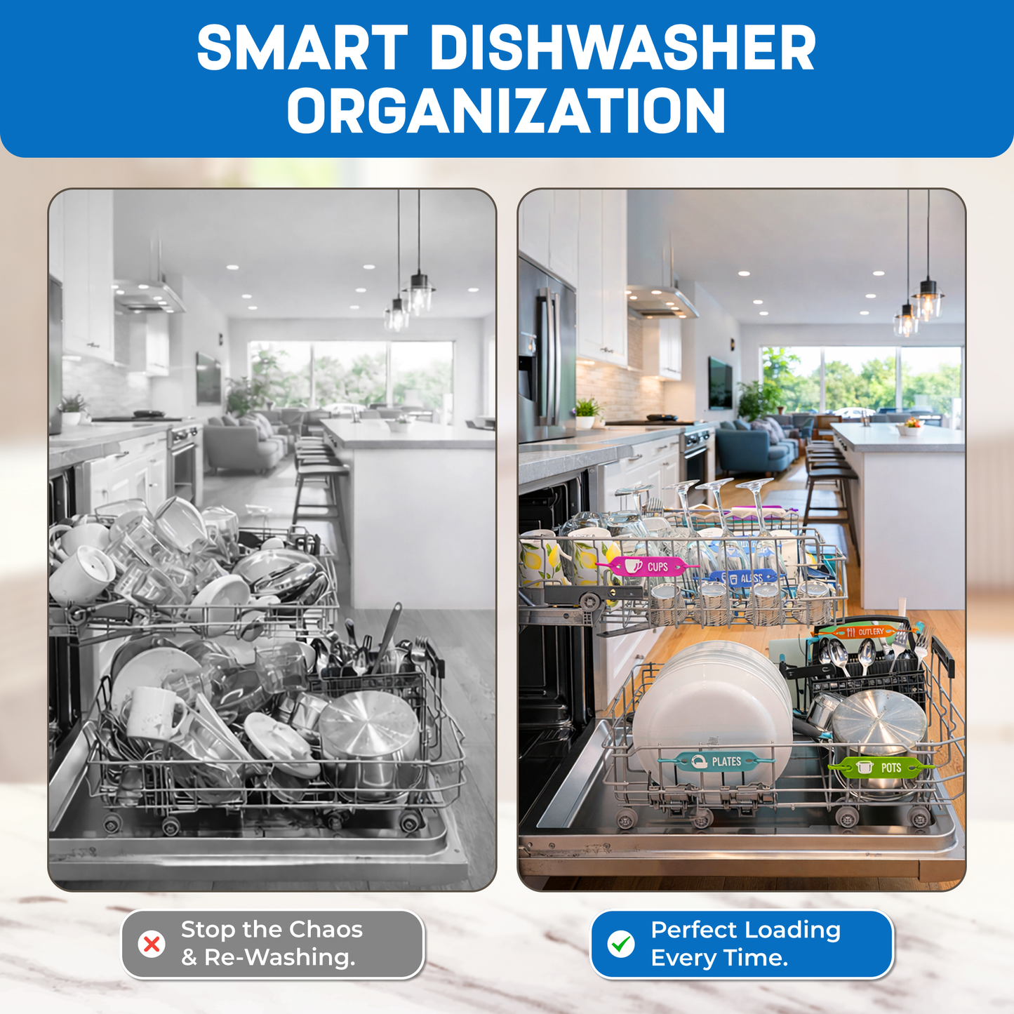 Dishwasher Loading Guide Signs for Kid Chores & Families