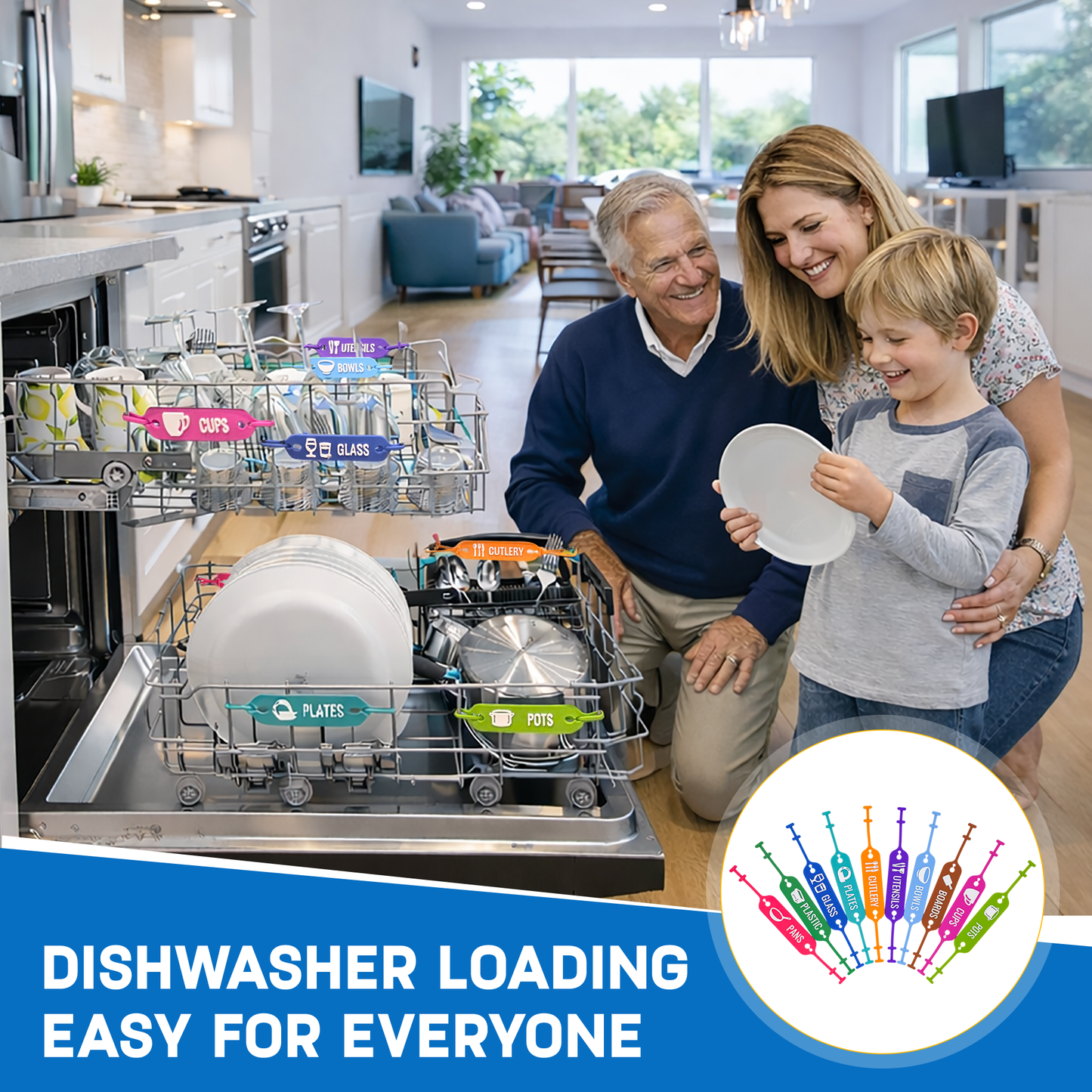 Dishwasher Loading Guide Signs for Kid Chores & Families